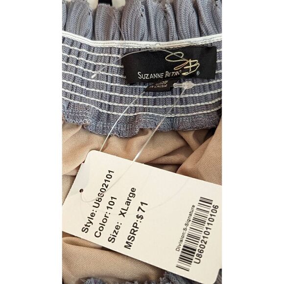 Suzanne Betro Women Gray Off-Shoulder Ruffle Blouse Top Size XL - Picture 13 of 16